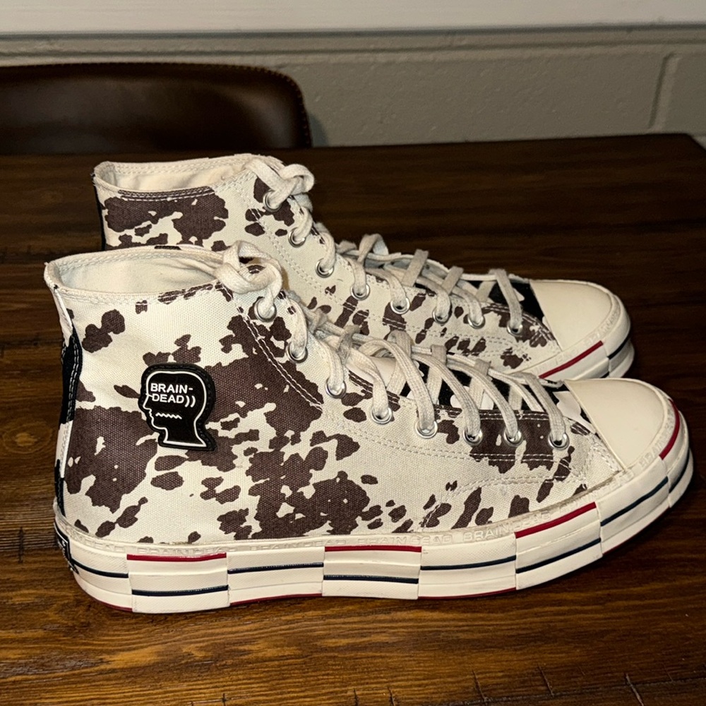 SUPER 🔥 Head-TuRNErs All ⭐️  Converse Brain Dead X Cow print Chuck Taylor  Sz12